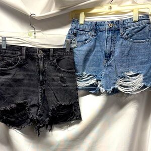 American Eagle Outfitters Black and KanKan Blue Jean Shorts